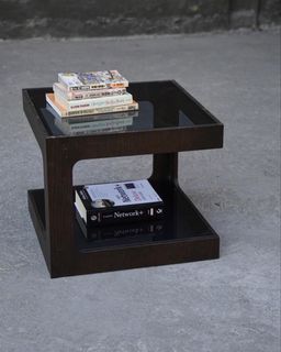 Square glass side table
