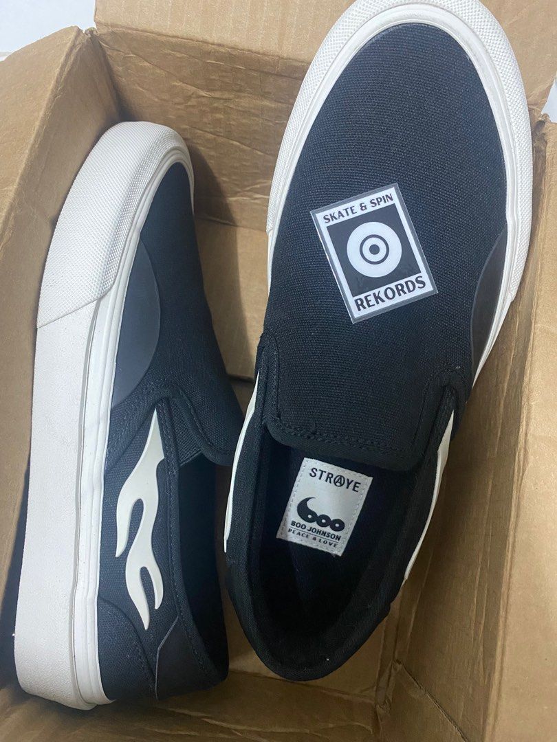 Straye Boo Johnson Vista Black White Flame Skate Shoes Slip On US9 NEW Men s Fashion Footwear Sneakers on Carousell