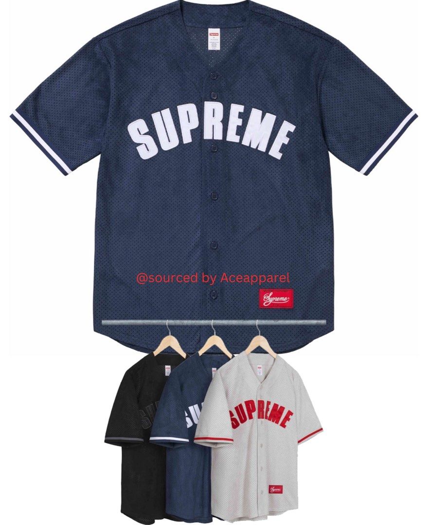 Supreme UltraSuede Mesh Baseball Jersey, Men's Fashion, Tops ...