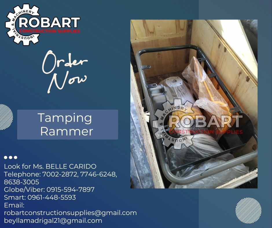 Tamping Rammer (Category: Construction Tools & Equipment) located in Manila. Submitted by bellarobart (Listing ID 1302244125, Image 1). Description: Tamping Rammer Brand: Titan Gasoline Type 𝑹𝑶𝑩𝑨𝑹𝑻 𝑪𝑶𝑵𝑺𝑻𝑹𝑼𝑪𝑻𝑰𝑶𝑵 𝑺𝑼𝑷𝑷𝑳𝑰𝑬𝑺 #RobartConstructionSupplies #robartph #constructionmaterials #industrialsupply Office Address: 1405 Yuseco St. Sta Cruz Manila SEND US MESSAGE FOR INQUIRIES ‼️‼️ 🔵100% Trusted Supplier 🔵Competitive Pric