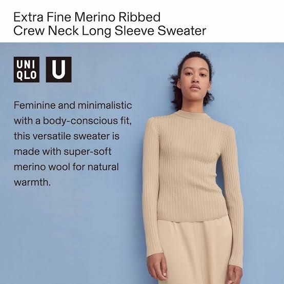 Women u 3d extra fine merino ribbed sweater outlet