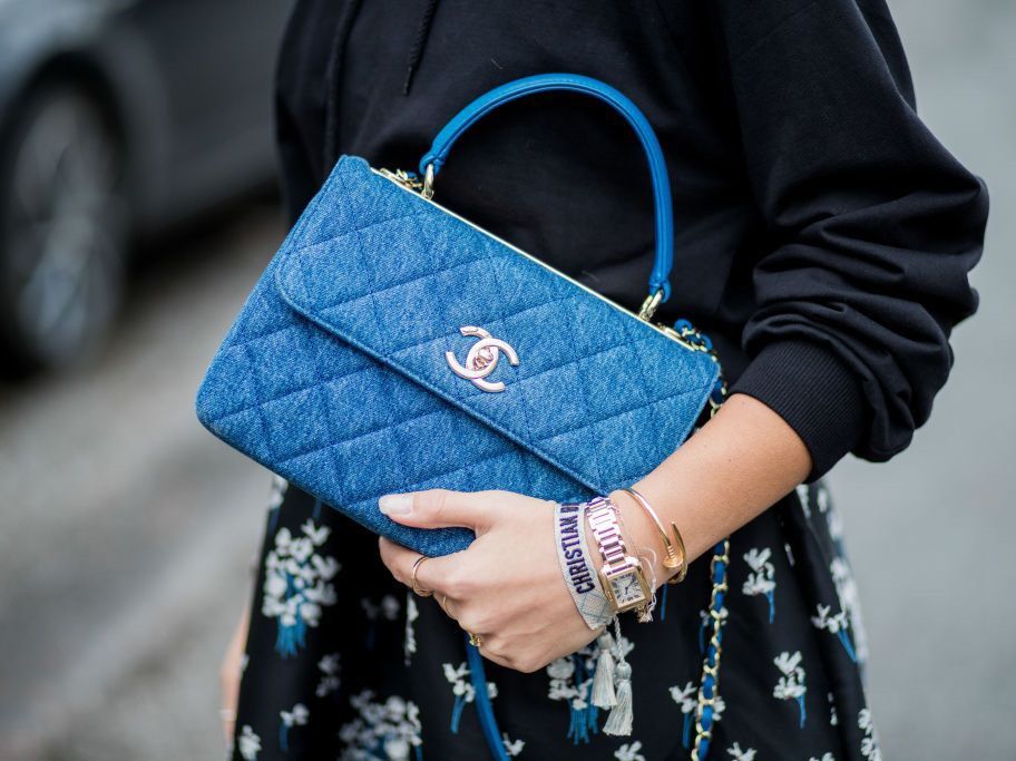 Very Good Deal CHANEL Denim Blue Small Trendy CC Flap Bag