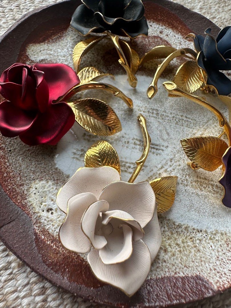 Vintage 80s Cerrito rose brooch Carousell