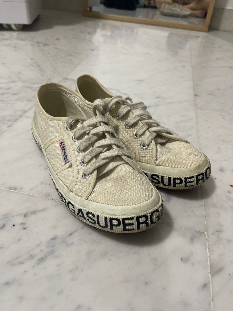 white and black superga cotu eu size 37 Women s Fashion Footwear Sneakers on Carousell