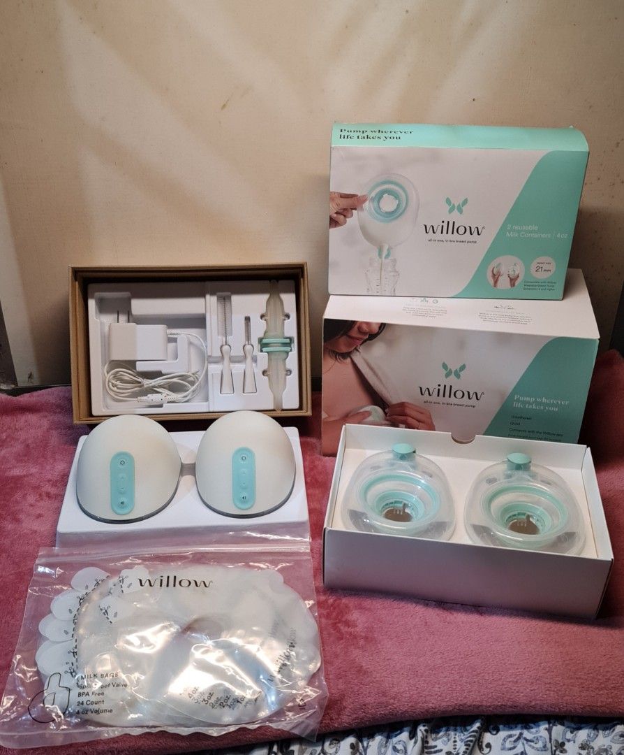Willow Gen 3 Breast Pump (Category: Breastfeeding & Bottle Feeding) located in Taguig. Submitted by gabbygabs_xoxo (Listing ID 1302223421, Image 1). Description: For sale Willow Gen 3 pair 12,000 (negotiable) MFG: 2021-08-27 Inclusions: - x2 motor - x2 24mm flanges - x2 flextubes - x2 cleaning brushes - charger - 24pcs spillproof bags Freebie: - x2 21mm reusable container -I'm the 2nd owner, 1st owner used it less than 5 times only (see last pic)