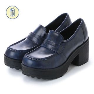 YOSUKE Black Enamel Thick-Soled Loafer Pumps | Vintage Streetwear Harajuku Schoolgirl Punk Rock