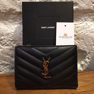 YSL Grained  short wallet with card slots & coin purse