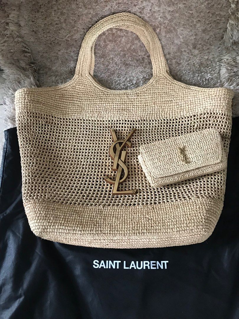 Raffia Tote Bag Saint Laurent Tissu Raffia Sac Saint Laurent Cabas