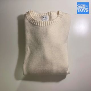 ZARA: Off-white Knitted Sweater Regular Fit Extra Large Men