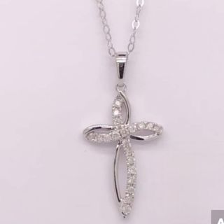 .12ct diamond dainty cross necklace
