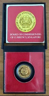 1965-1975 Singapore Mint 10th Anniversary of Independence Gold Coin 6g