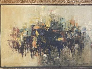 1968 Oil on Canvas Painting (Abstraction) by Victor Cabisada a Mabini Artist Master