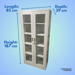 2 Door Full Glass Storage Cabinet