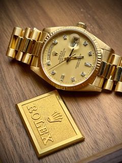 '87 Rolex Day-Date 36 18038 Gold Diamond Dial YG