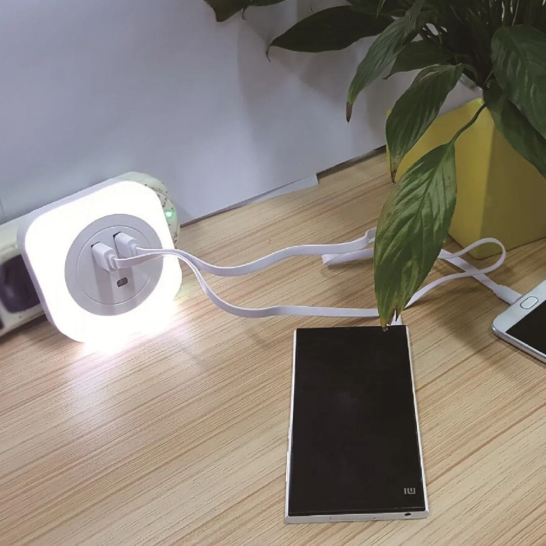 全新交流壁式插頭智慧照明 CDS 光感應器 LED 燈桌附 2 個 USB 插座插頭 bynckp New AC Wall Plug ...