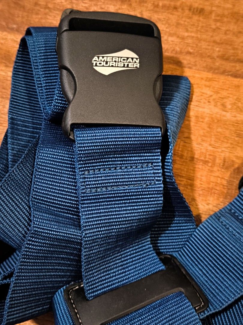 American Tourister 2 Way Luggage Straps Set Blue Color Hobbies Toys Travel Luggages on Carousell