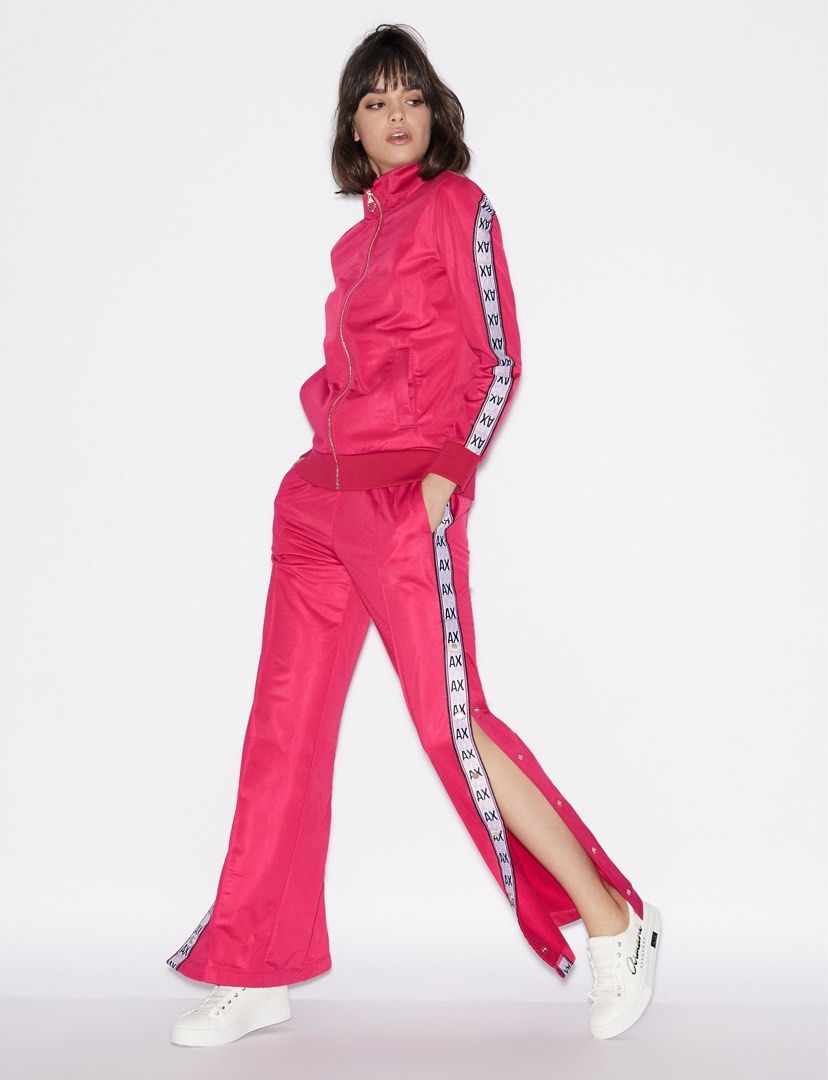 Armani Exchange logo tape button 2 way track pants fuchsia Luxury Apparel on Carousell
