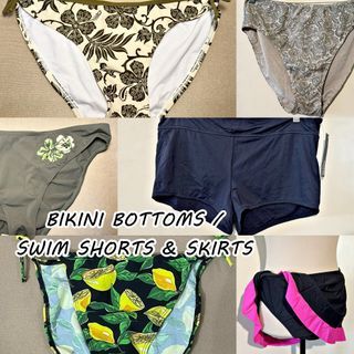 Assorted Bikini Bottoms BATCH2 | small medium large free plus size | OP Dorothy Perkins branded | plain printed paisley | black pink green | boy shorts | swim skirts