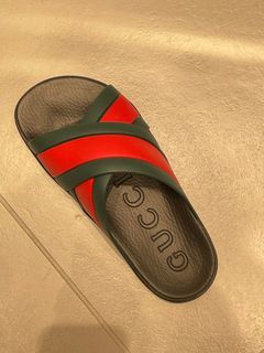 Authentic GUCCI Rubber Slide Green Red