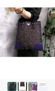 AUTHENTIC prada tweed hand bag with free perfume versace