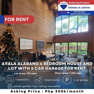 Ayala Alabang 4 Bedroom House and Lot with 6 car Garage for Rent