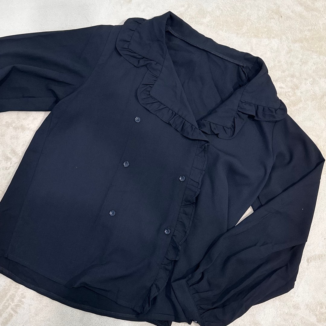 Sailor Collar Double-Breasted Top And Flared Skirt Set main image 0