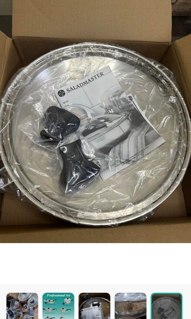 Brand new Salad master professional set + wok (Category: Cookware & Accessories) located in Pasig City. Submitted by paragesdo43697 (Listing ID 1302425264, Image 1). Description: Brand new professional set of Saladmaster plus wok for only 320k. With box and manual. Still sealed..
