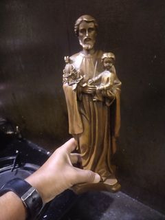 Brass St. Joseph statue display