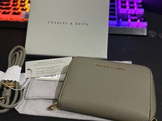 Charles & Keith Zip Card Holder - Khaki