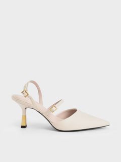 Charles and Keith Pumps Chalk color with gold