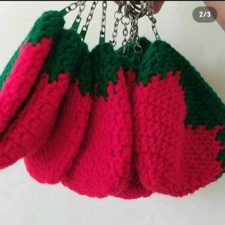 Crochet strawberry coin purse