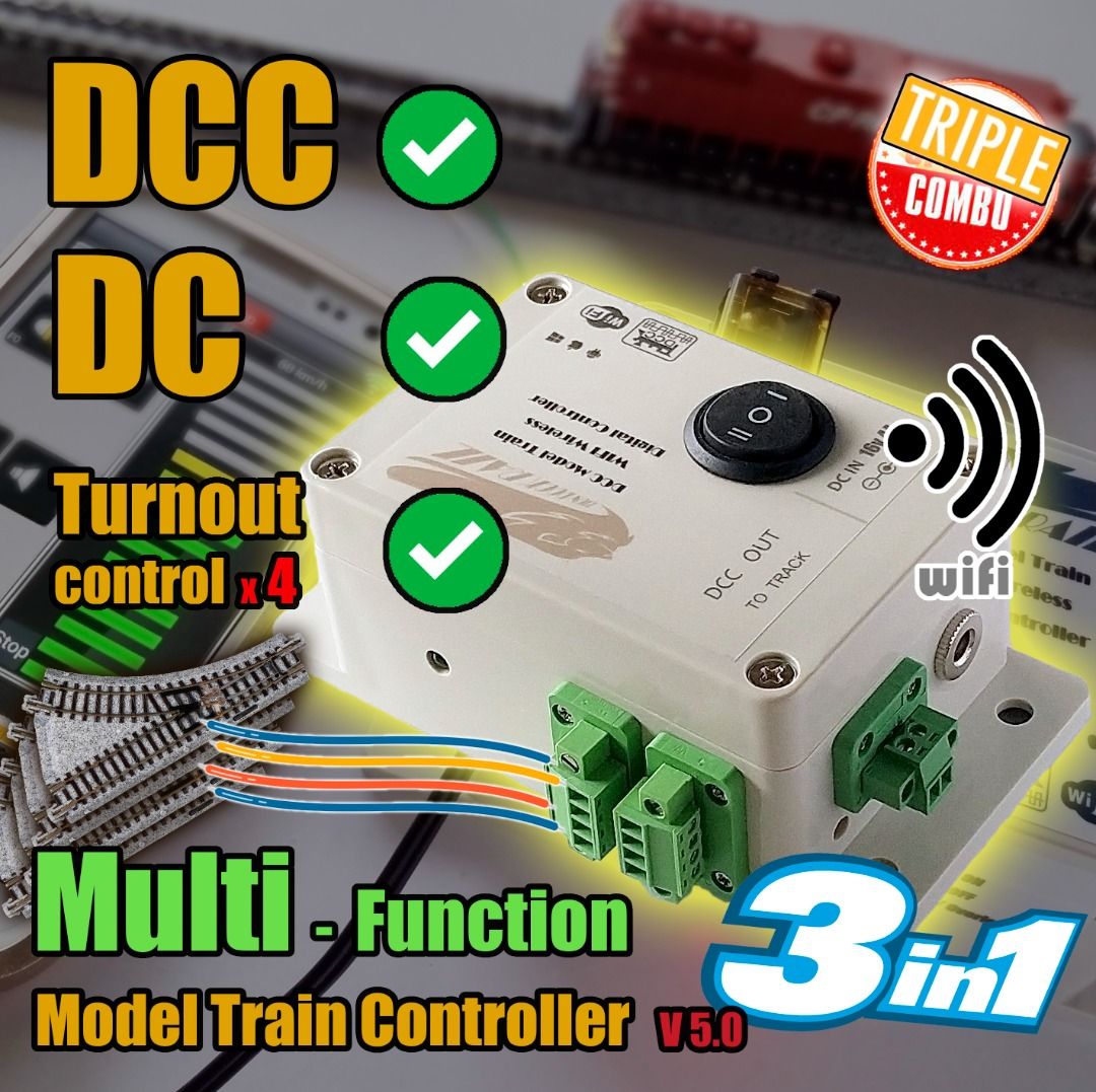 DCC & DC & turnout control decoder 火車 鐵道 模型 wifi 數碼 控制器 內置 波口(道岔) 解碼器 ...