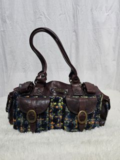DOLCE and Gabbana tweed x leather shoulder bag