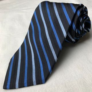 Donna Karan Black Blue Stripes Necktie