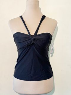 Faded Glory Tankini Top | black bandeau with straps | XS to S | small