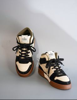 Fendi Match Mid Cut White Leather Sneakers