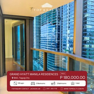 For Rent: 2BR Condo in Grand Hyatt Manila Residences at BGC, Taguig City