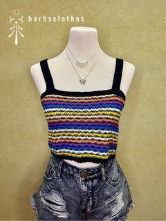 Forever 21 Knitted Multicolor Sleeveless Crop Top