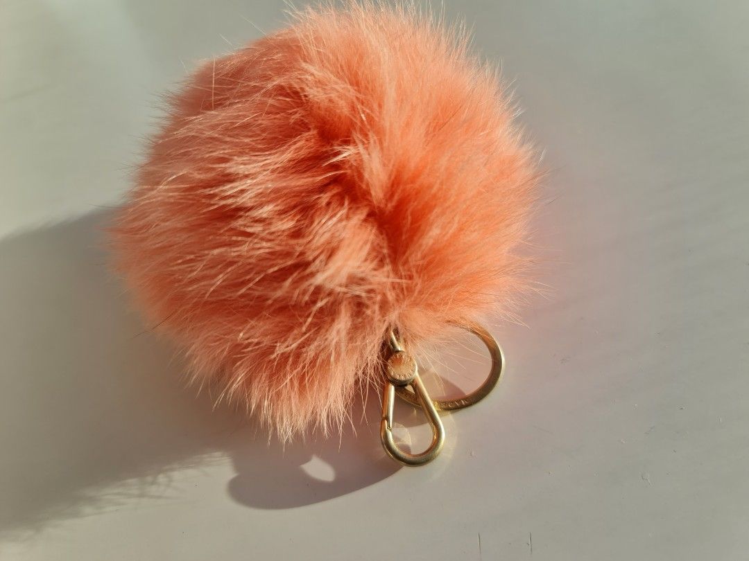 furla pink furball keychain