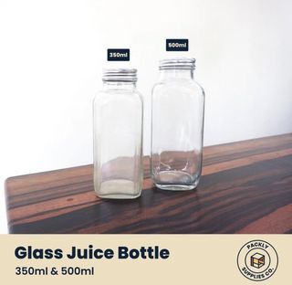 Glass square bottle water