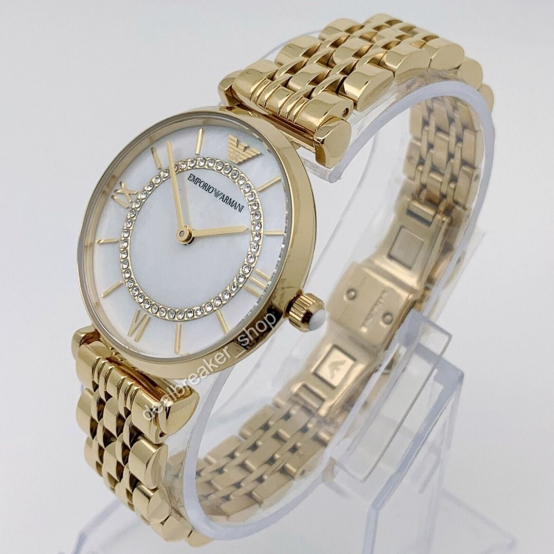 Great DEAL AR1907 Emporio Armani Gianni T b Analog Mother of Pearl Dial Women s Watch