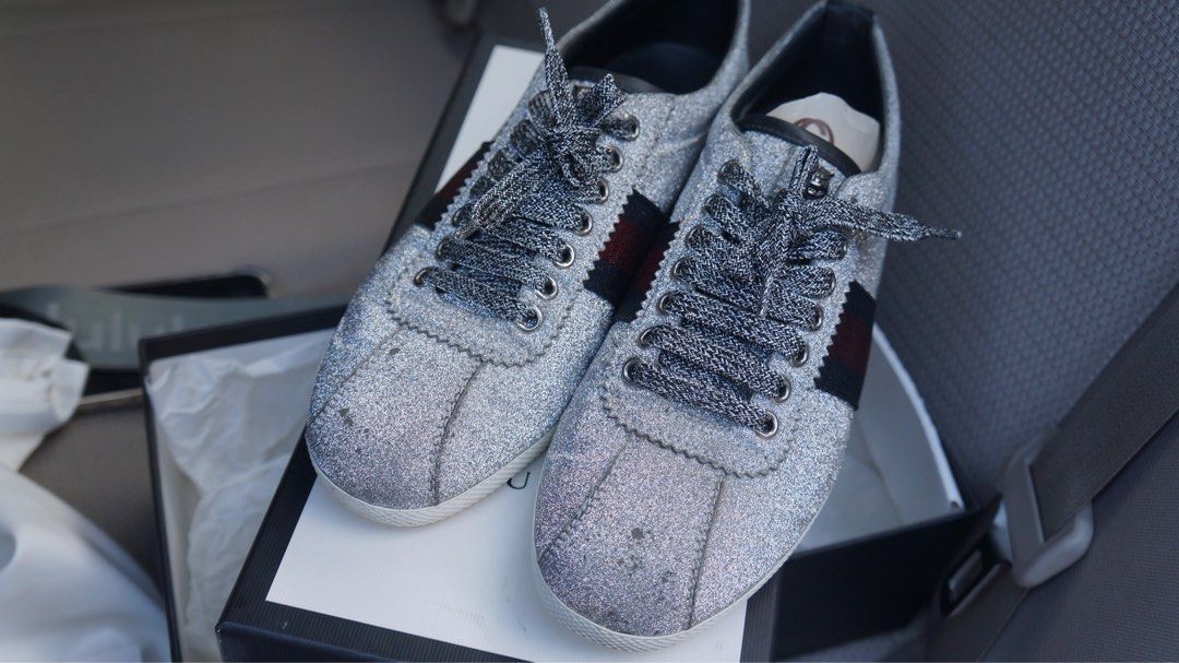 Authentic Gucci Glitter Web Women s Fashion Footwear Sneakers on Carousell