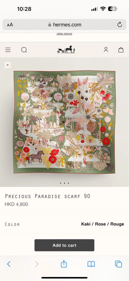 Hermes precious paradise scarf 90, 名牌, 飾物及配件- Carousell