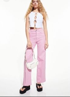 H&M pink wide leg pants