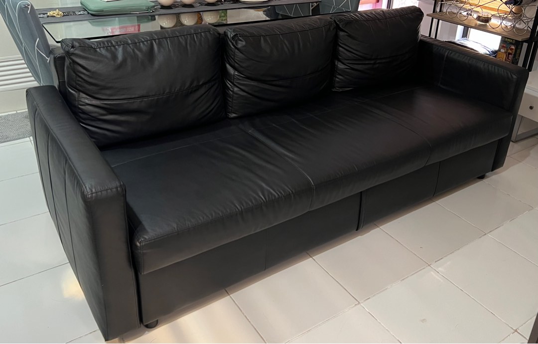 IKEA Leather Sofa Bed, Furniture & Home Living, Furniture, Sofas on