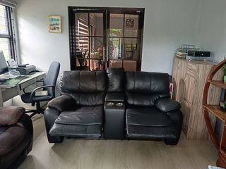 Italian Leather Reclining Sofa two Sets