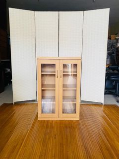 JAPAN SURPLUS FURNITURE DISPLAY CABINET 2GLASS DOORS  ADJUSTABLE SHELVES FG048  SIZE 23.75L x 13.75W x 35.5H in inches  (AS-IS ITEM) IN GOOD CONDITION