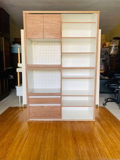 JAPAN SURPLUS FURNITURE KITCHEN CABINET 2PULLOUT TRAYS  2DOORS  2DRAWERS ADJUSTABLE SHELVES FG051  SIZE 46.5L x 17.5W x 71H in inches   (AS-IS ITEM) IN GOOD CONDITION