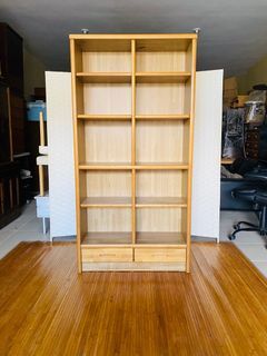 JAPAN SURPLUS FURNITURE OPEN BOOK SHELVES 2DRAWERS ADJUSTABLE SHELVES FG050  SIZE 35.5L x 12W x 71H in inches  (AS-IS ITEM) IN GOOD CONDITION