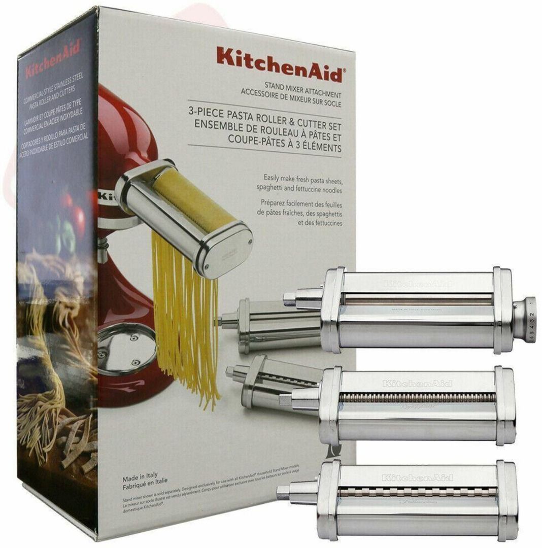 KitchenAid 3 Piece Pasta Roller Cutter Attachment Set Silver TV Home Appliances Kitchen Appliances Hand Stand Mixers on Carousell